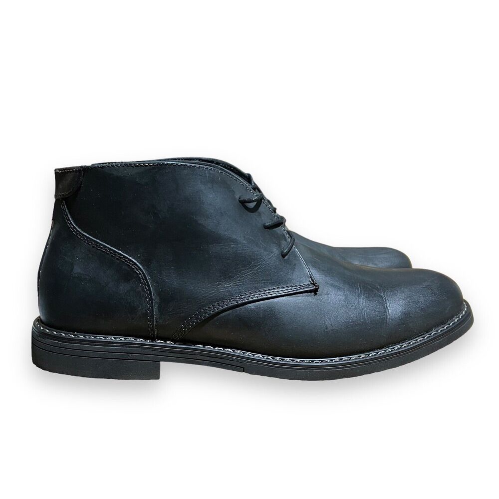 Nunn Bush Men’s 13 Black Leather Lancaster Plain Toe Chukka Boots Lace Up